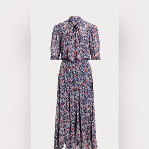 Polo Ralph Lauren Floral Tie-Neck Georgette Dress